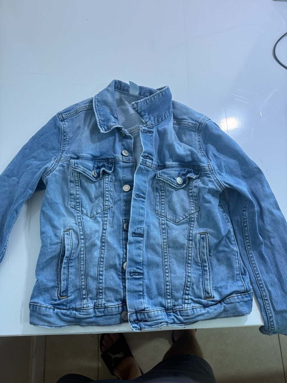 & Denim Denim Jacket Size 12 Light Wash